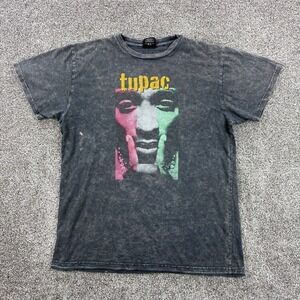 Tupac Cross Colors Shirt Mens Medium Gray Faded Hip Hop‎ Rap Tee 2Pac Shakur